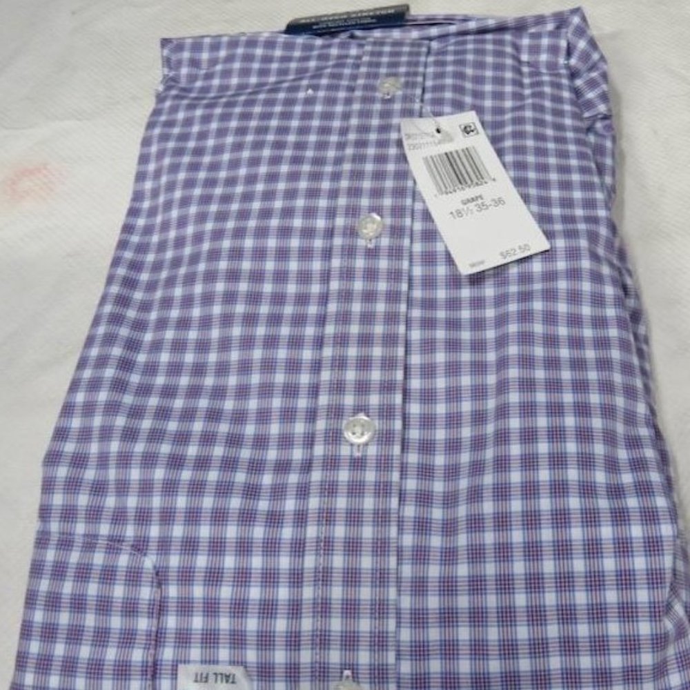 Izod Grape All Over Stretch Long Sleeve Dress Shirt Sz. 18.5, 35/36 NWT